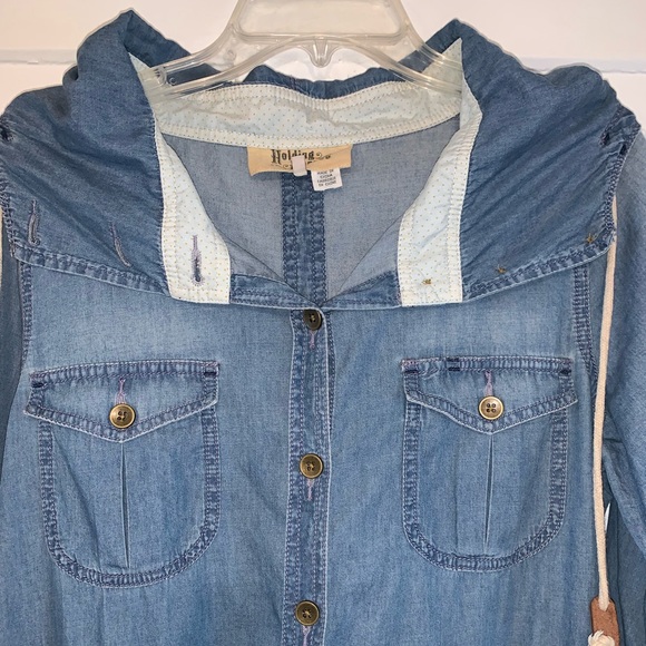 Anthropologie Hooded Chambray Jacket/Button Down - Picture 5 of 16